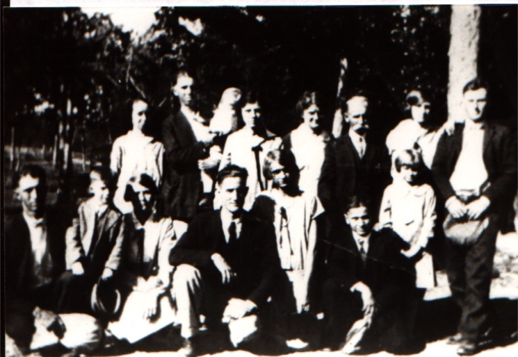 Antique picture of a large family; Actual size=240 pixels wide
